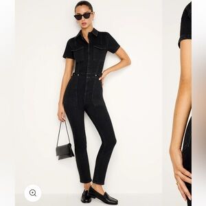 Good American Fit For Success Black Denim Jumpsuit - Medium (size 2)